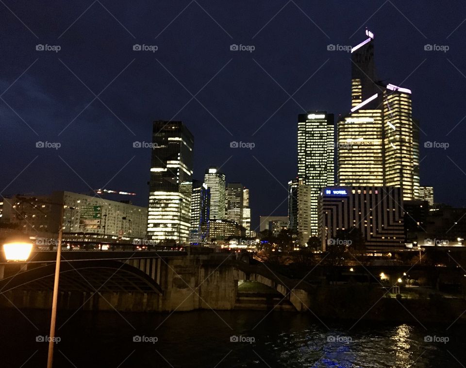 Different electric lights in city