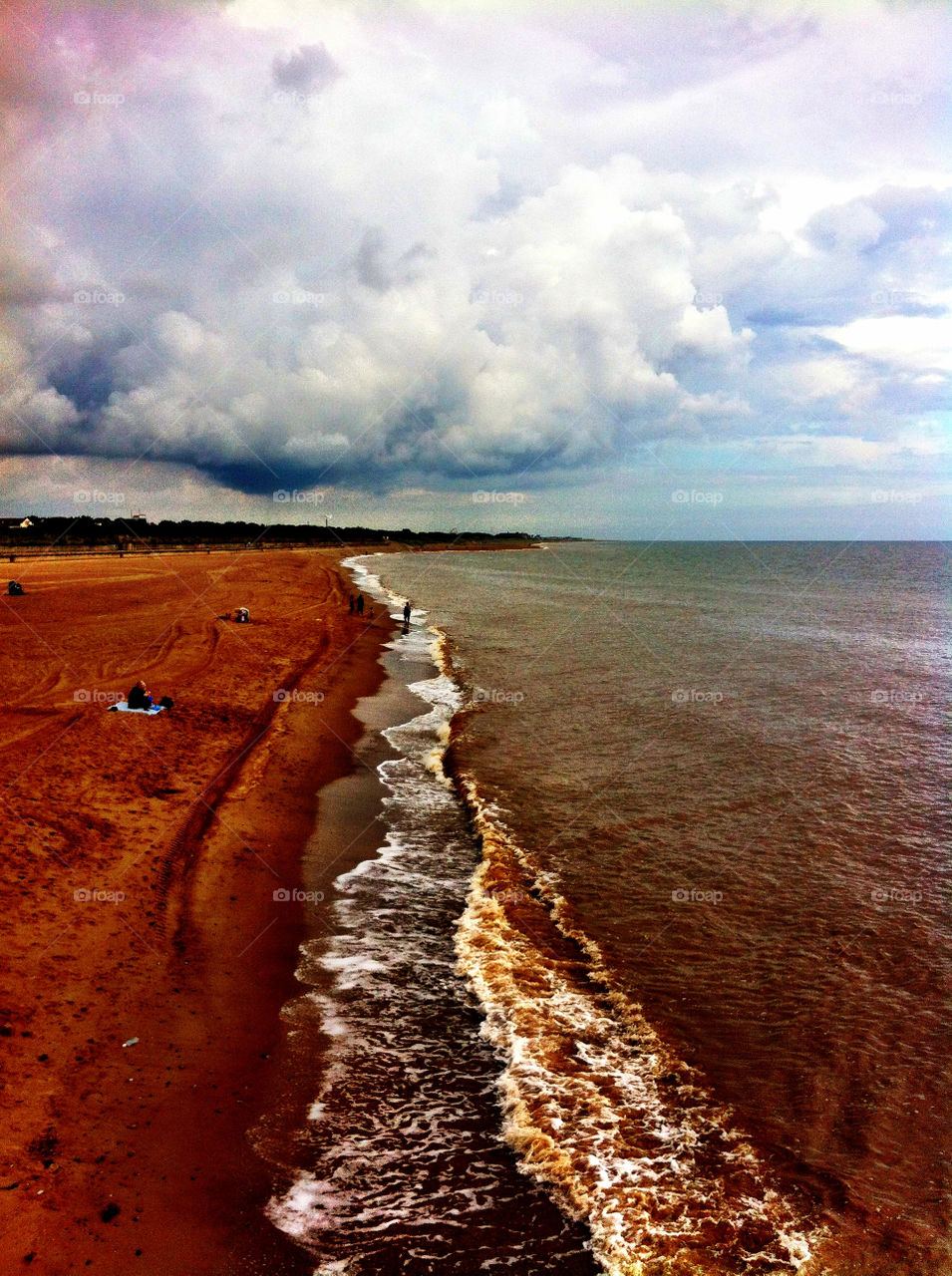 beach ocean sky clouds by binkyboo