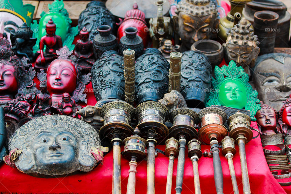 Small open street ships selling souviniers around Kathmandu, Nepal