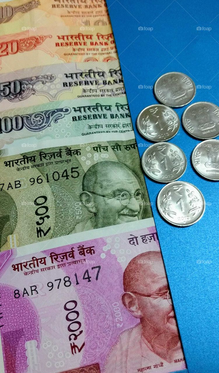 Colorful currency of India
