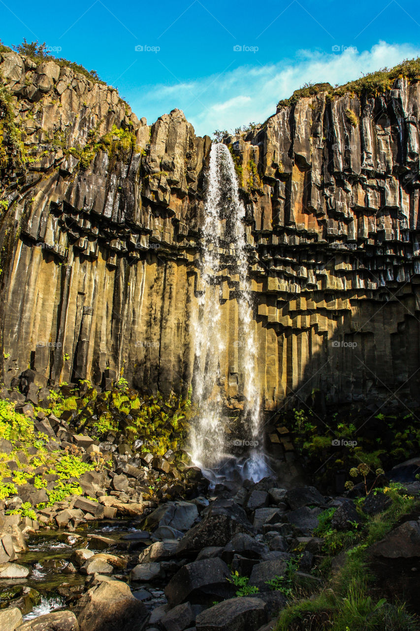 The basalt columns of Svartifoss waterfall