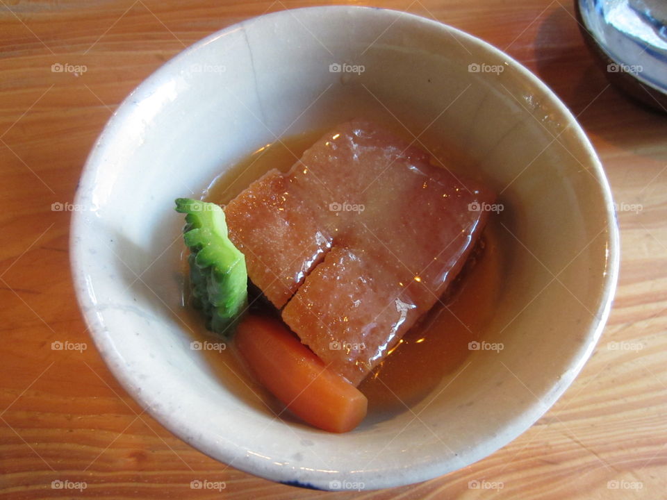 Okinawan Cuisine: Rafute.  Restaurant in Tokyo Station, Japan.