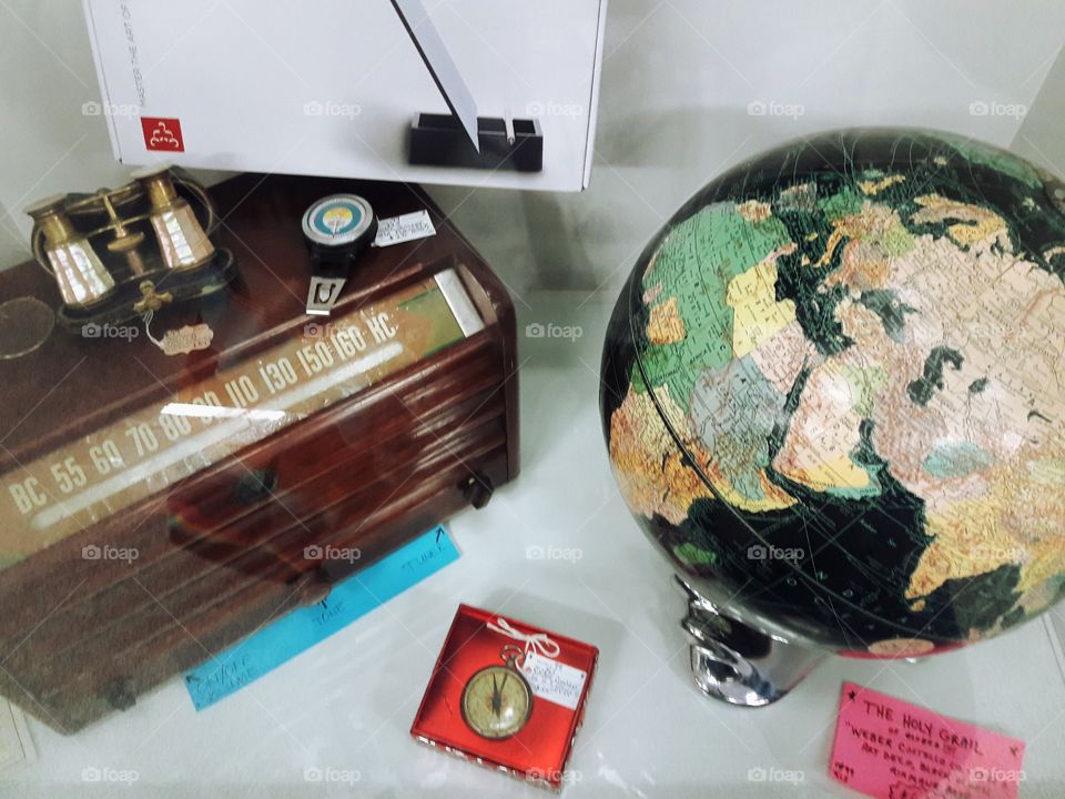 Antique Radio, Compass & Globe