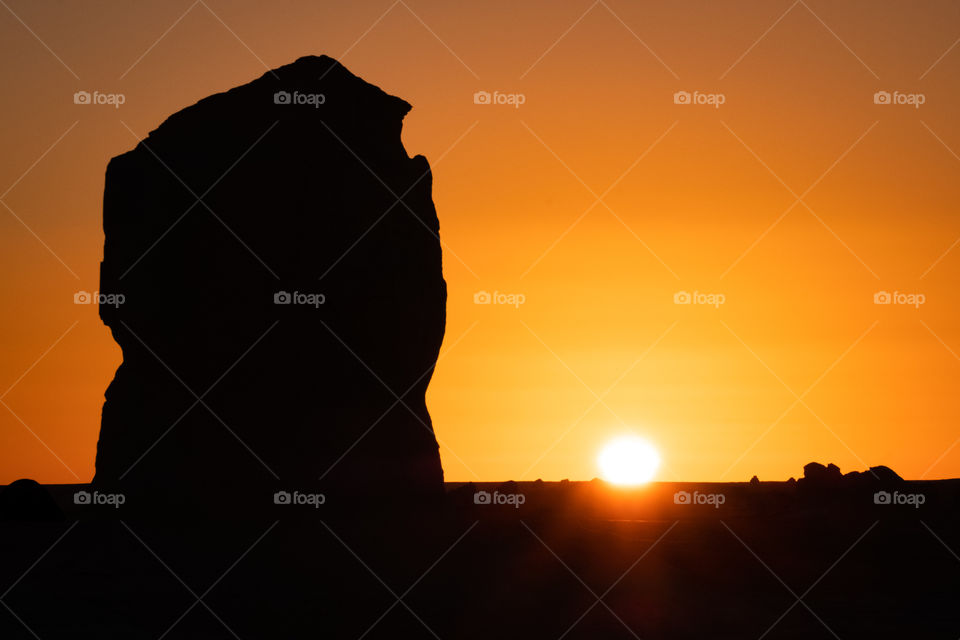 Sunrise over White desert in Egypt