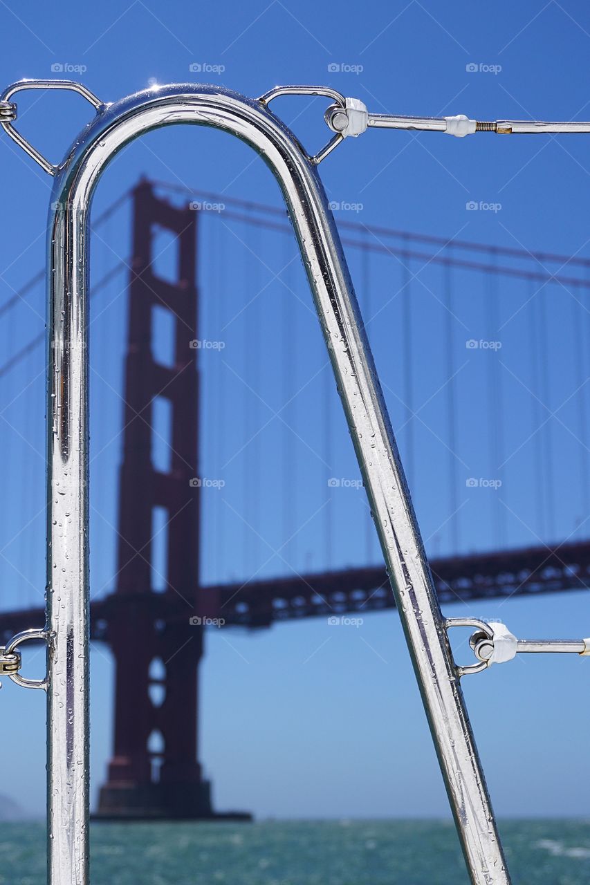 Sailing the Golden Gate - view of the bridge through the boat