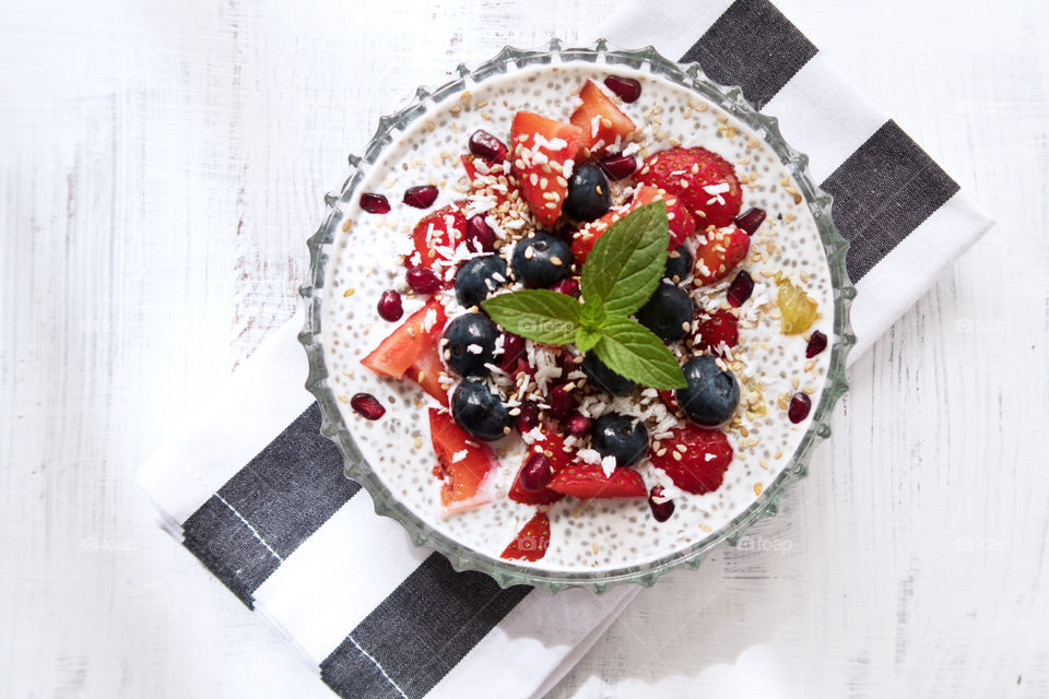 Chia pudding with some fruit 