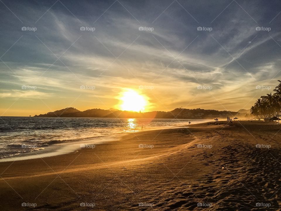 Sunset over the beach