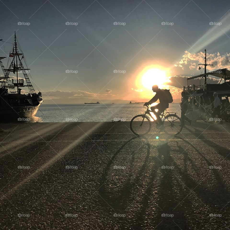 Cycling by the sea