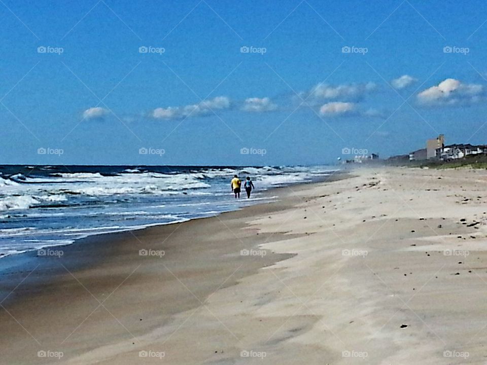 walking on the beach
