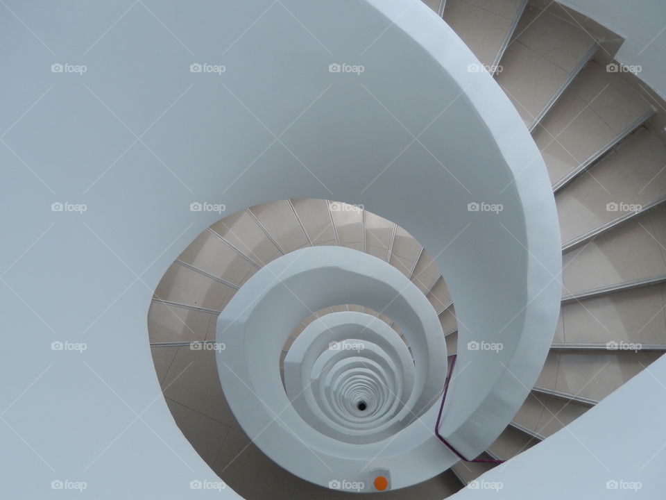 Circular staircase. A circular staircase in a building. Catagena, Colombia