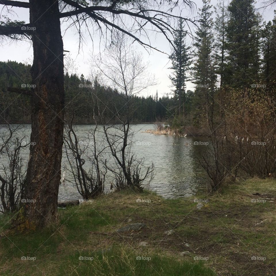 Hiking around this lake with the buddies! 