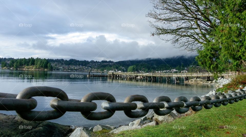 Happy grey steel anchor chain link 