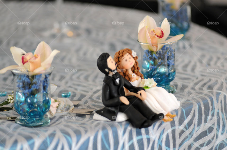 Sweethearts porcelain with Flowers unfocused background