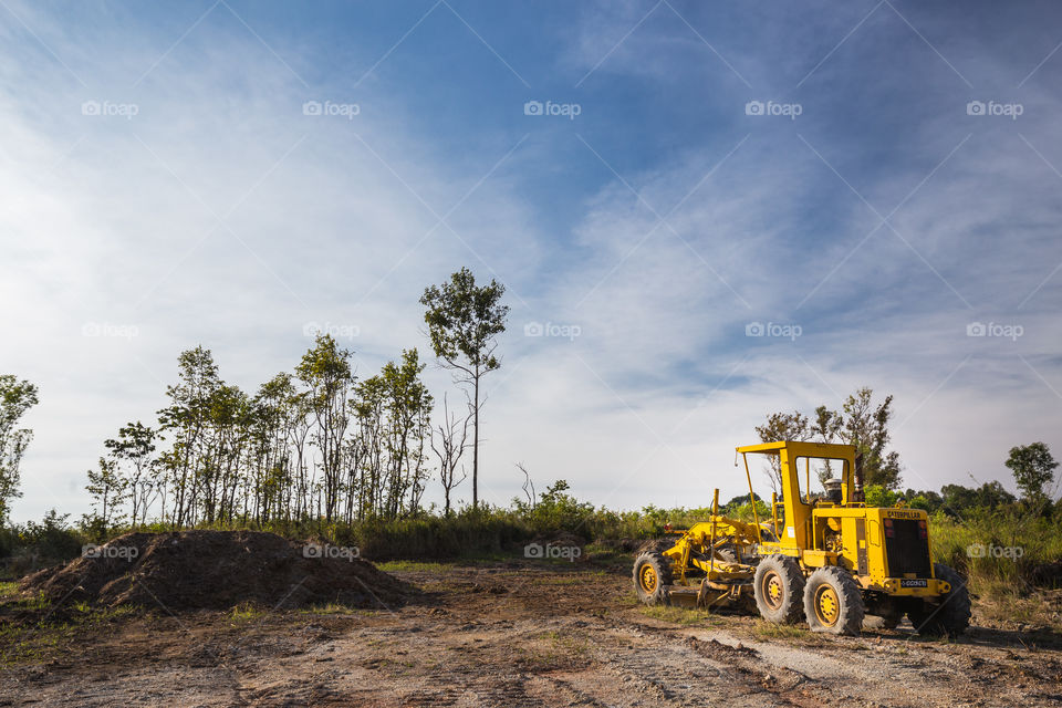 Construction car in the field 