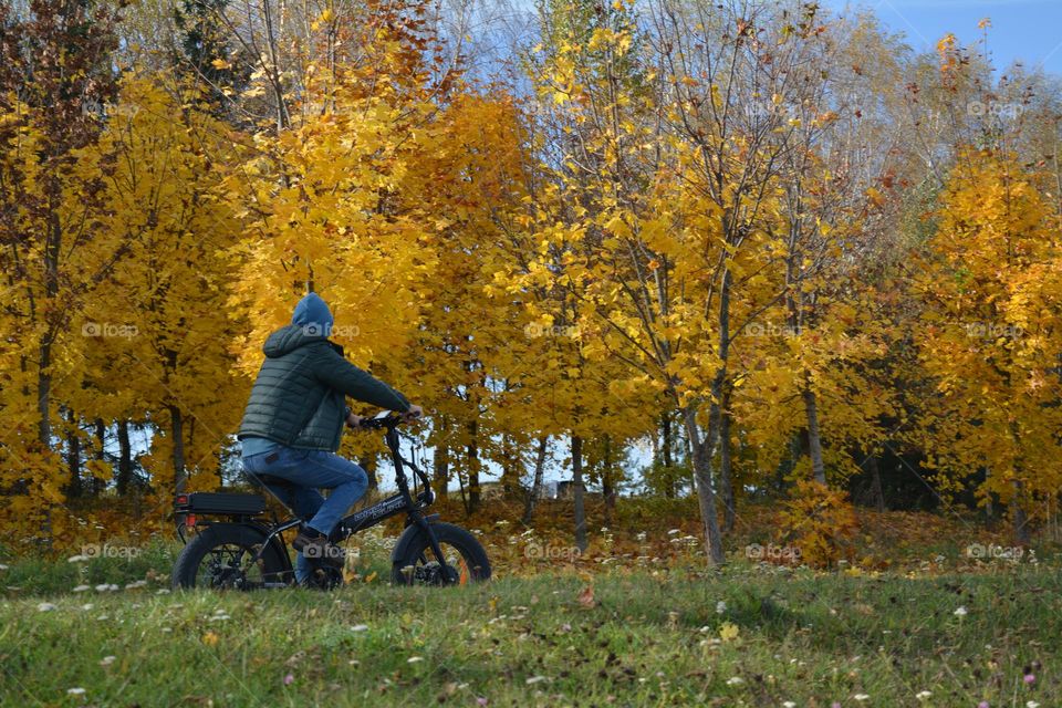 person riding bike beautiful nature landscape