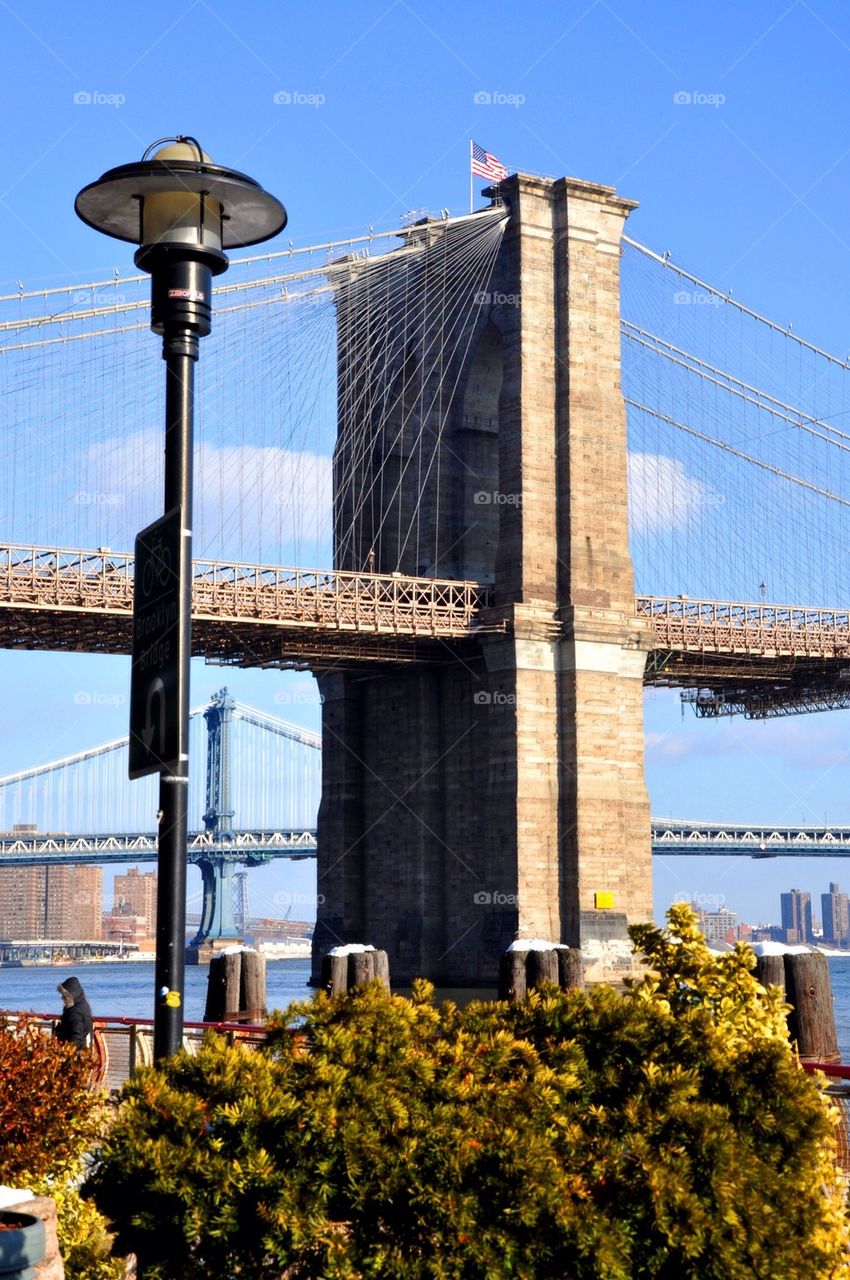 Brooklyn bridge sunny day