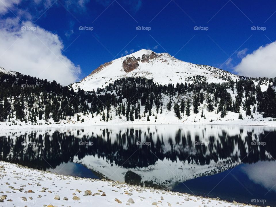 Reflection of mountain in lake