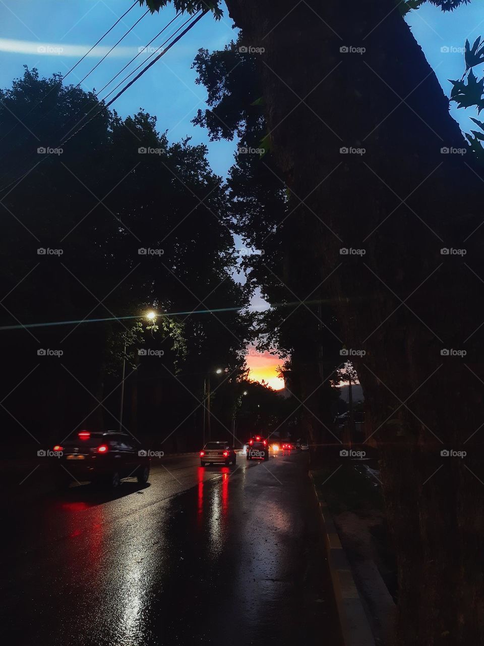 Wet street and reflections