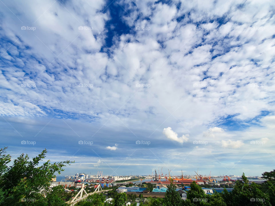 Beautiful clouds formation in the blue sky