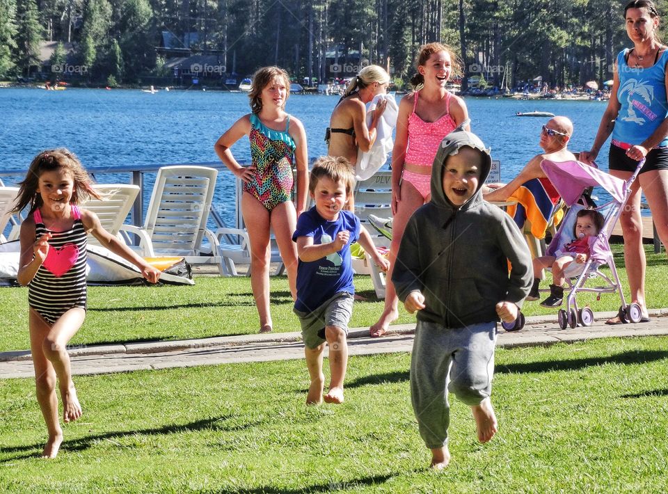 Young Runners. Children In A Footrace
