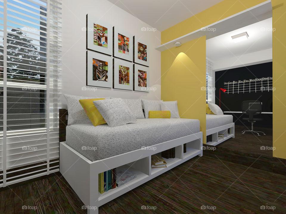 Decoração de quarto amarelo - Yellow bedroom interior design