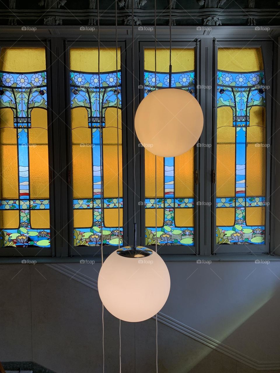 interior and staircase of Villa Bernasconi in Cernobbio, on Lake Como, a place of culture and art