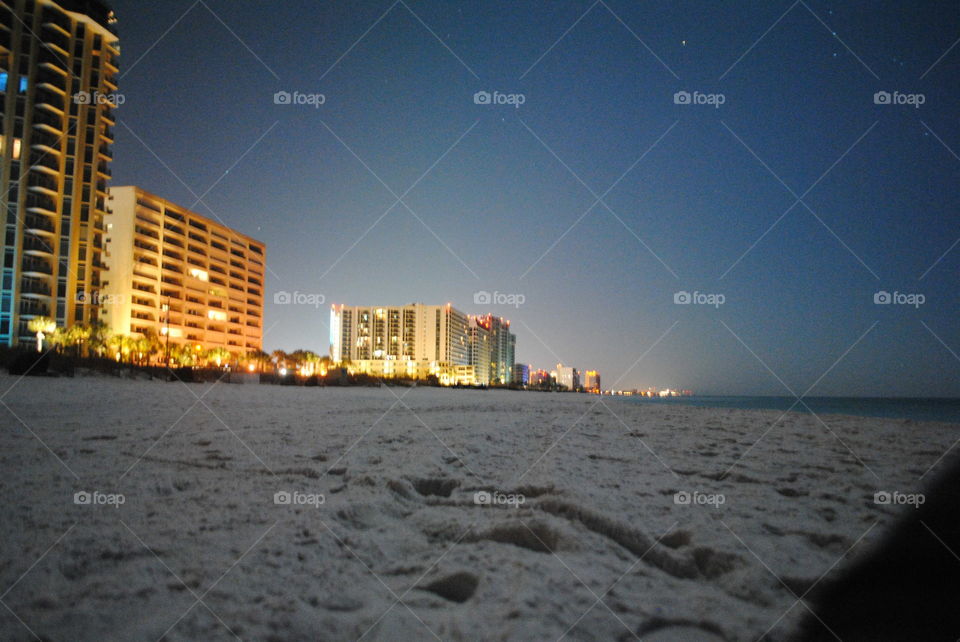 Hotels  at the beach at super moon night