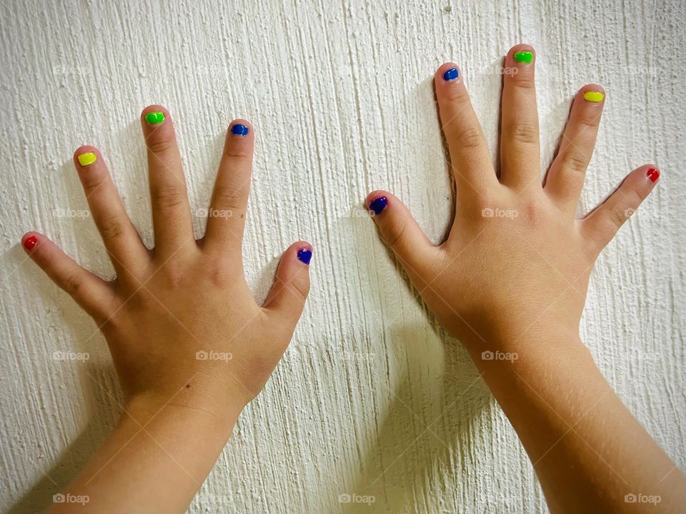 Rainbow nail art for the upcoming Pride parade in Columbus, Ohio in USA