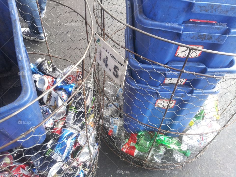Taking in the recycling:
Bottles, cans, etc