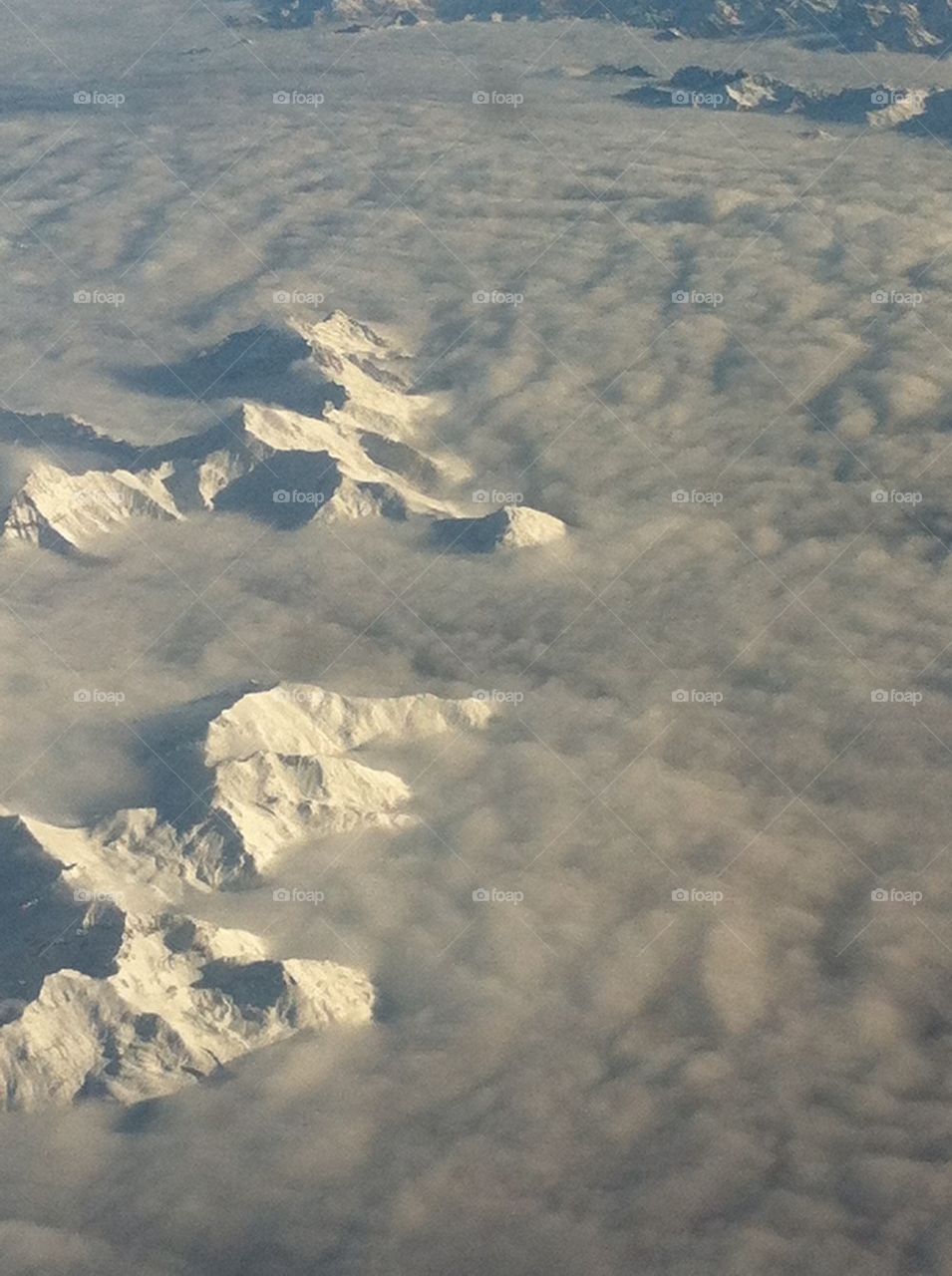 Snowy mountains view
