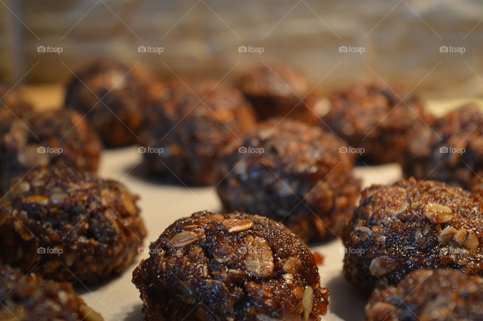 chocolate balls with nuts and raisins