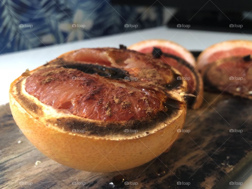 Broiled charred grapefruit 