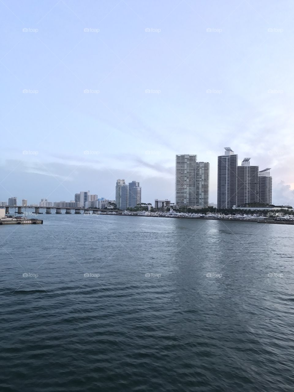 Early morning pulling into the Port in Miami Beach