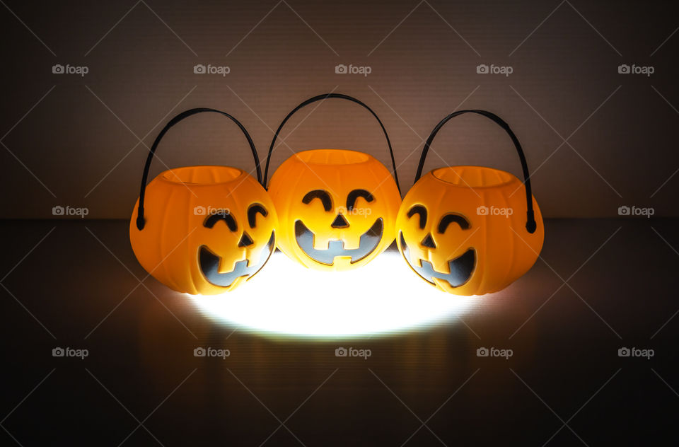 3 Halloween Jack o Lantern. 3 Orange Halloween Jack o Lantern