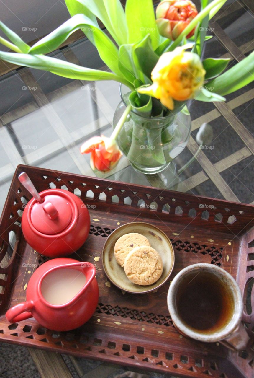 A cup of tea and biscuits