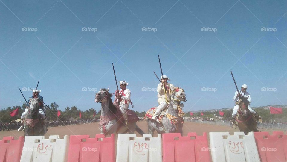 troop of cavalry on horses.