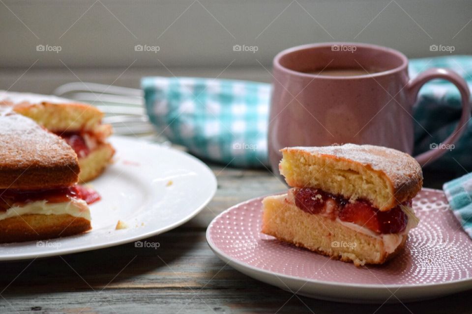 A slice of homemade cake 