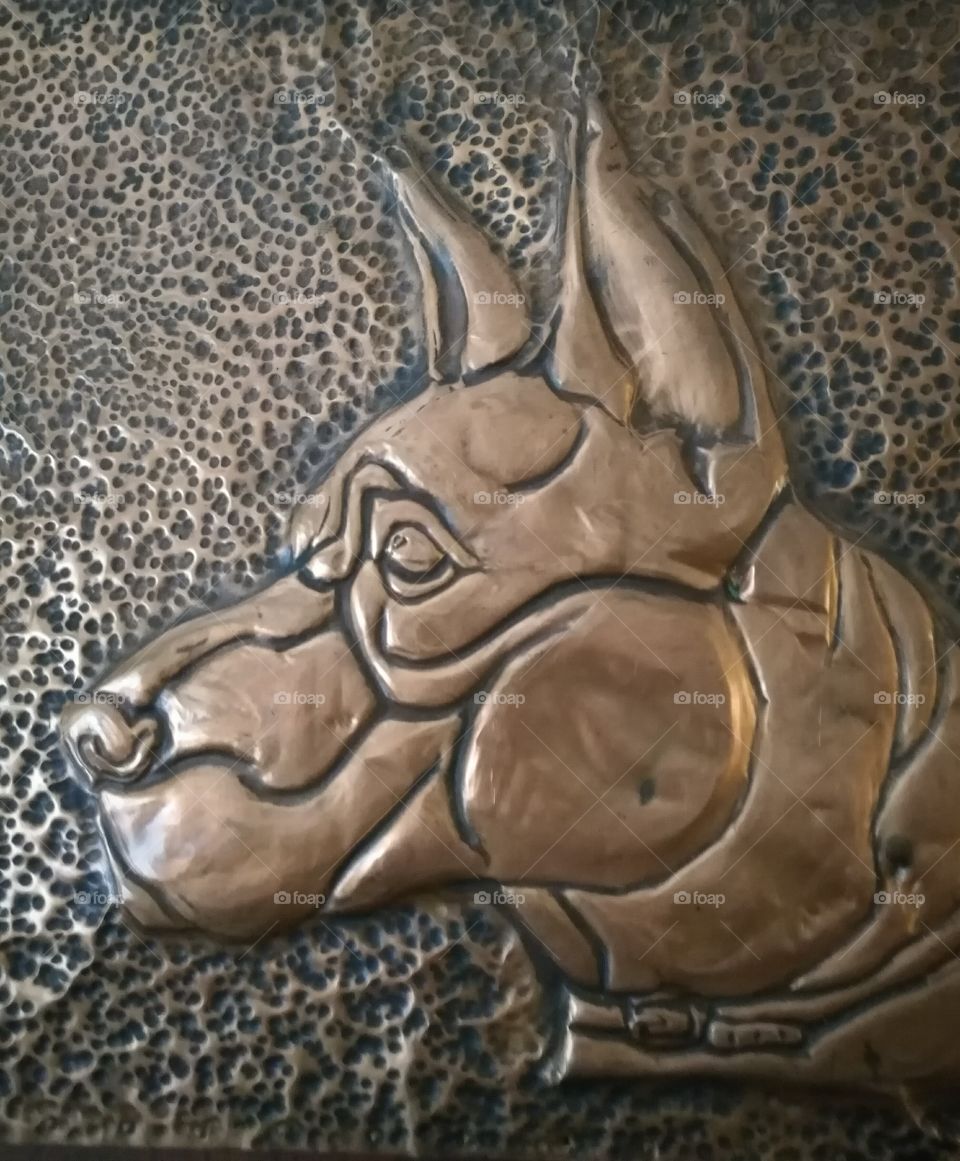 great dane dog, copper art work
