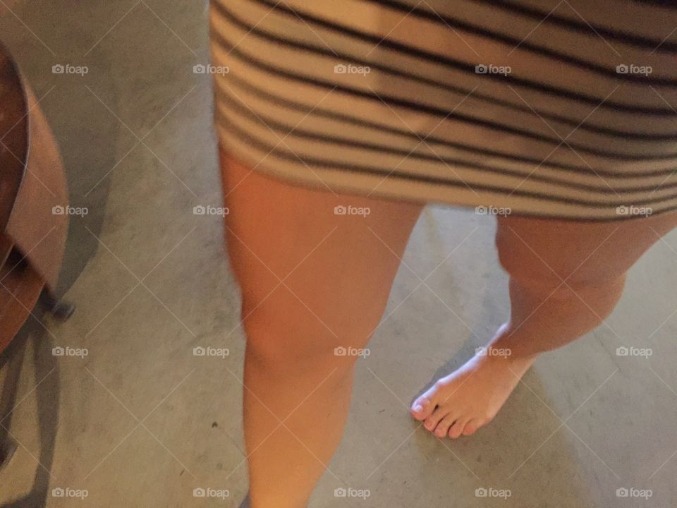 Barefoot on Concrete. Accidental leg selfie while walking across my friend's loft.  Liked it so I kept it!