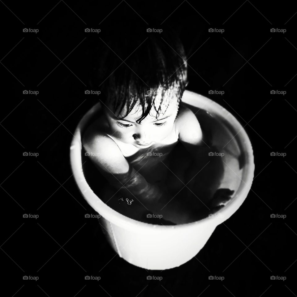 The baby girl in the bucket