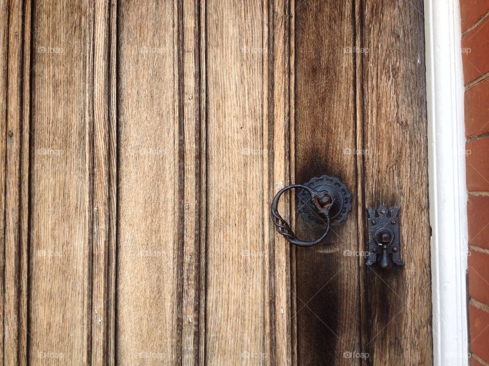 Door handle on vintage door