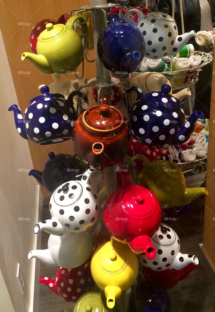 Colourful tea pots