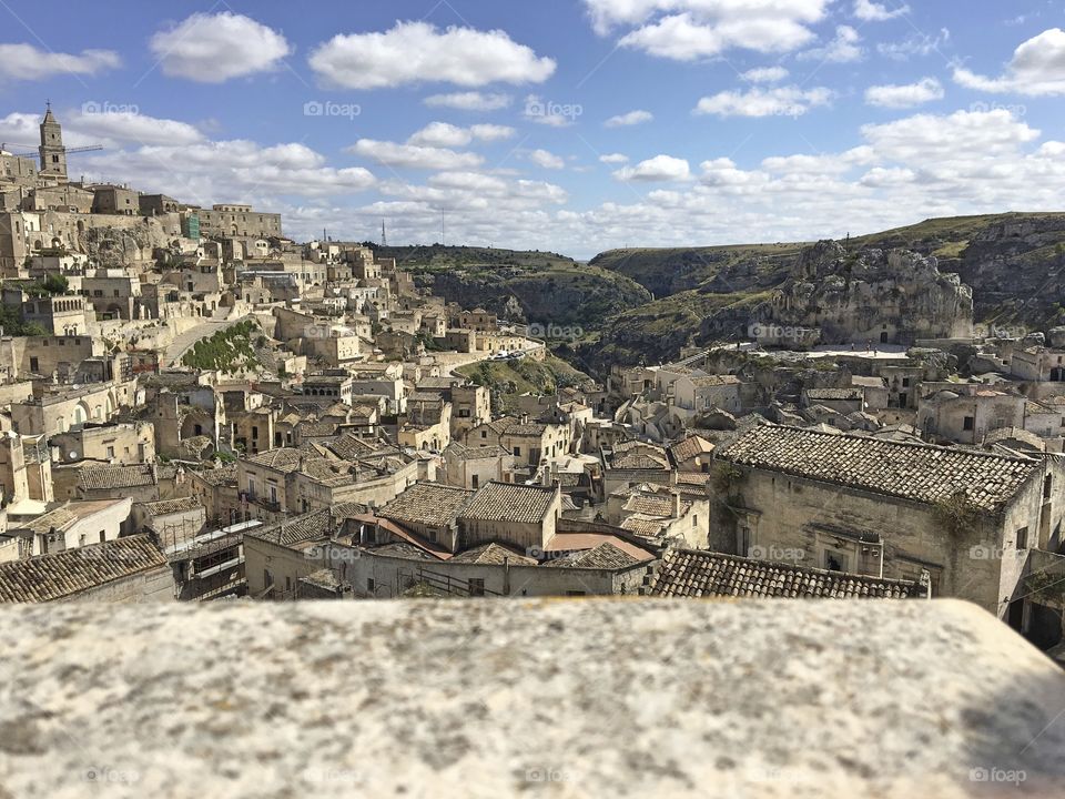 view of the valley of Matera sassi.