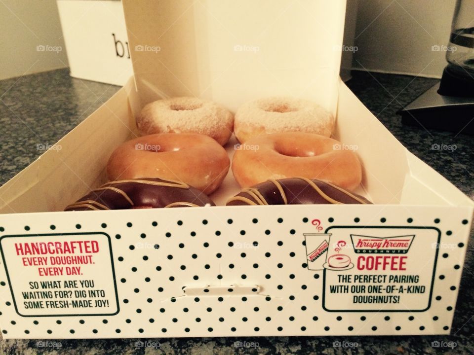 Box of krispy kreme doughnuts