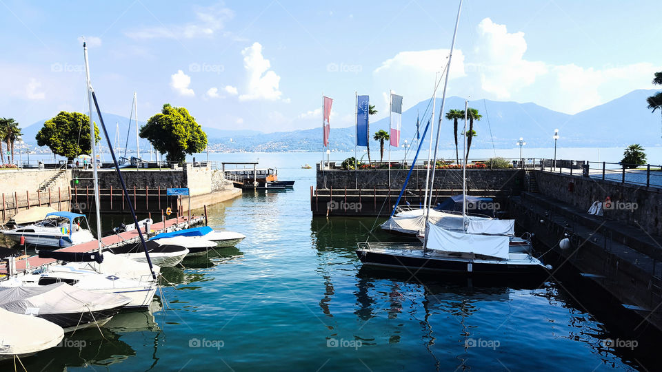 Harbor in Maggiore Lake in Italy