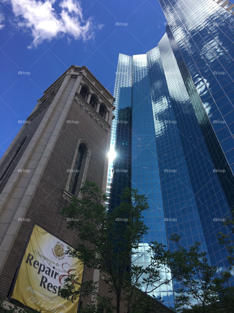 Denver Skyline Church and Skyscraper 