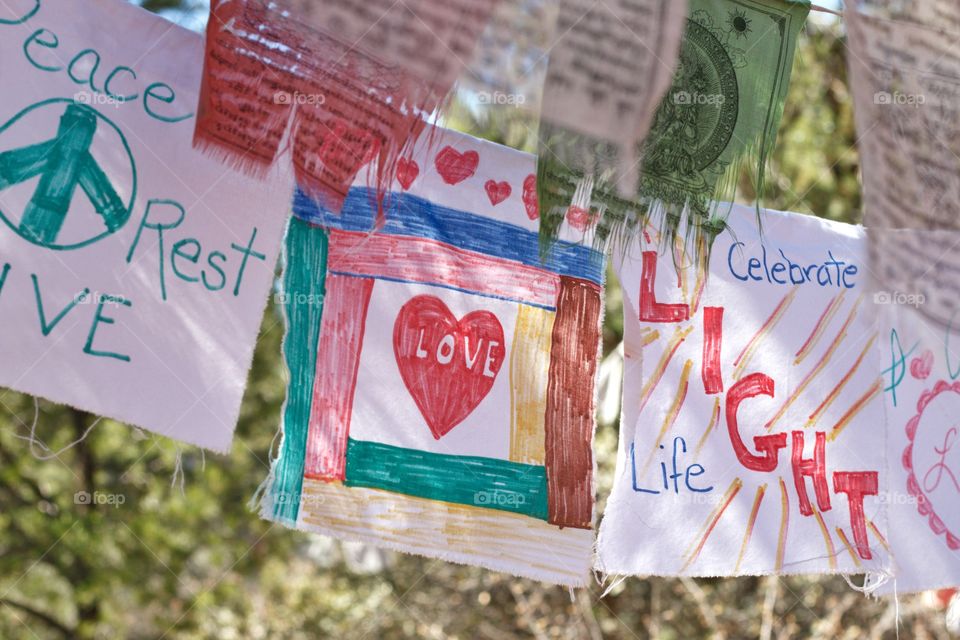 Prayer flags at Amitabha Stupa and Peace Park in Sedona, Arizona