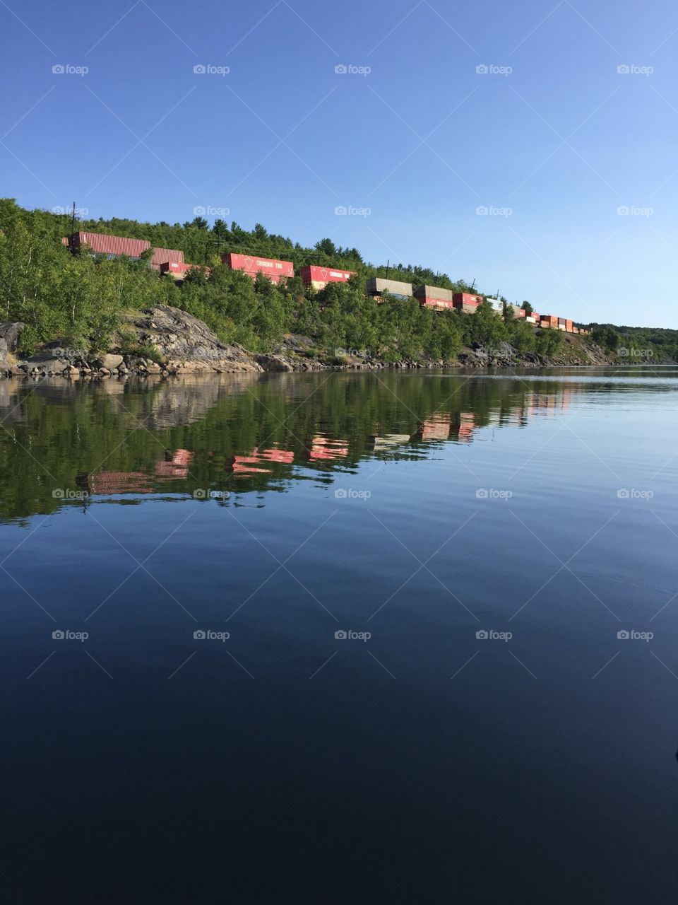 Blue sky reflecting on lake
