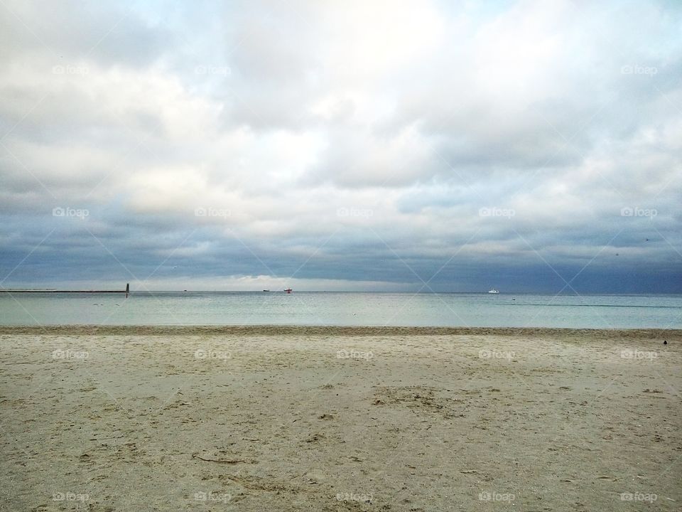 Empty cloudy beach 