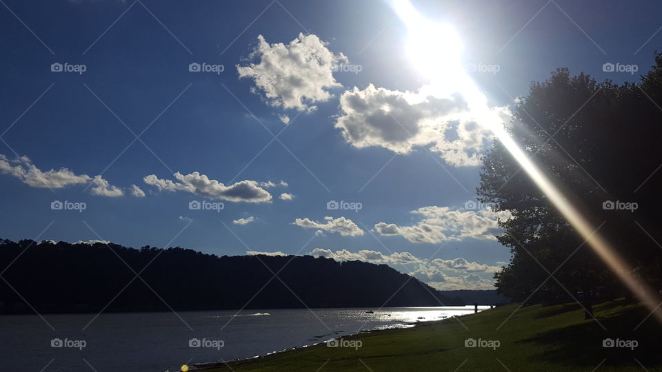 sun rays on river